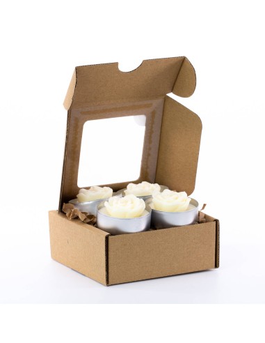 ŚWIECZKA - TEALIGHT BIAŁA R&Oacute;ŻA - 4SZT.