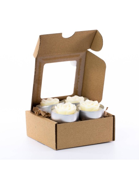 ŚWIECZKA - TEALIGHT BIAŁA R&Oacute;ŻA - 4SZT.