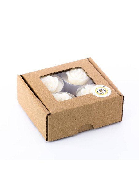 ŚWIECZKA - TEALIGHT BIAŁA R&Oacute;ŻA - 4SZT.