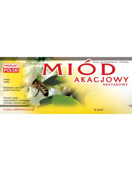 ETYKIETY NA MI&Oacute;D AKACJOWY NEKTAROWY 116x50 &ndash; 100 SZT.