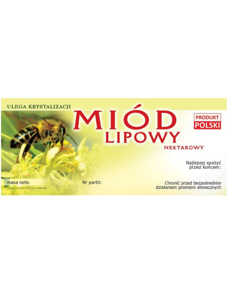 ETYKIETY NA MI&Oacute;D LIPOWY 116x50 &ndash; 100 SZT.