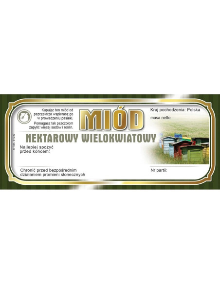 ETYKIETY NA MI&Oacute;D WIELOKWIATOWY 116X50 &ndash; 100 SZT.