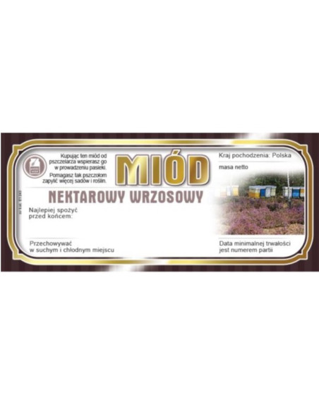 ETYKIETY NA MI&Oacute;D NEKTAROWY WRZOSOWY 116x50 &ndash; 100 SZT.
