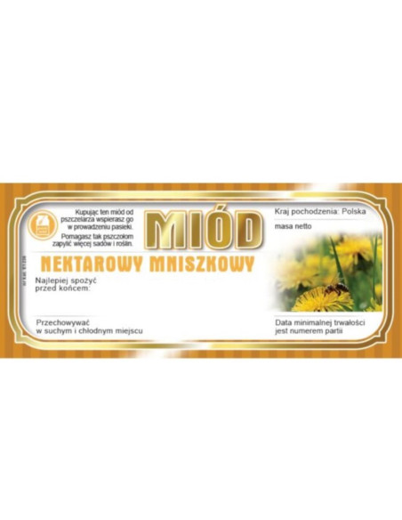 ETYKIETY NA MI&Oacute;D NEKTAROWY MNISZKOWY 116x50  &ndash; 100 SZT.