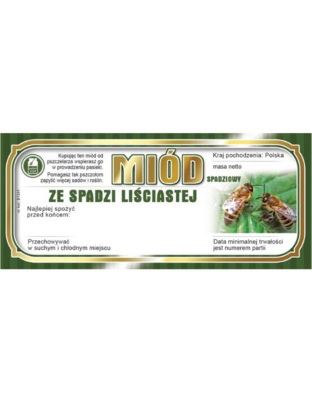 ETYKIETY NA MIÓD ZE SPADZI LIŚCIASTEJ 116x50 – 100 SZT.
