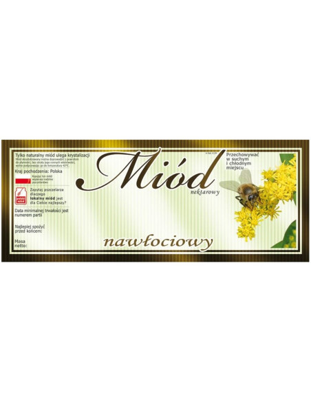 ETYKIETY NA MI&Oacute;D NAWŁOCIOWY 154X60 (DUŻE) &ndash; 100 SZT.