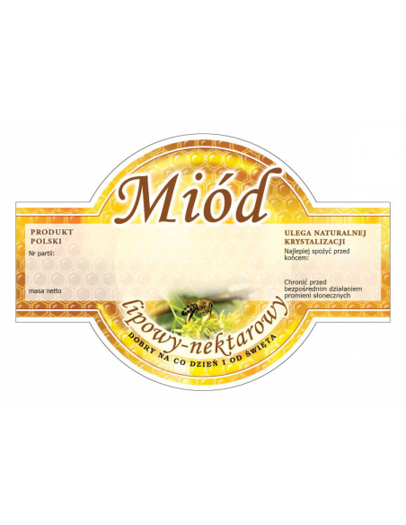 ETYKIETY OKRĄGŁE NA MI&Oacute;D LIPOWY 125X86 &ndash; 100 SZT.