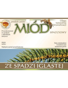 ETYKIETY NA MIÓD ZE SPADZI IGLASTEJ 100X76 – 100 SZT.