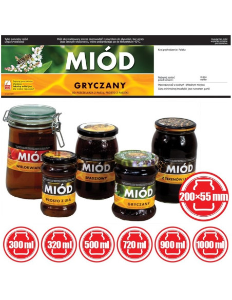 ETYKIETY Z KOTRETYKIETĄ NA MI&Oacute;D GRYCZANY 200X55 &ndash; 100 SZT.