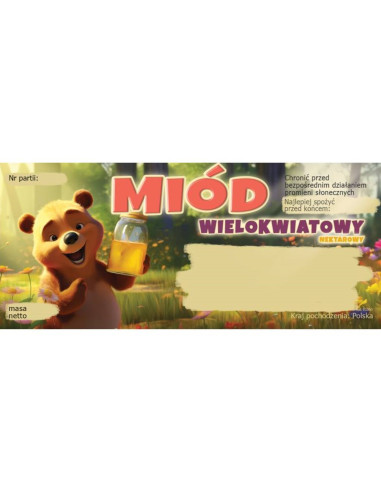 ETYKIETY NA MI&Oacute;D WIELOKWIATOWY 116x50 &ndash; 100 SZT.