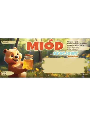 ETYKIETY NA MI&Oacute;D AKACJOWY 116x50 &ndash; 100 SZT.