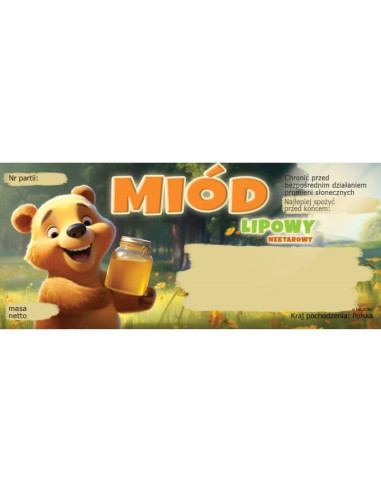 ETYKIETY NA MI&Oacute;D LIPOWY 116x50 &ndash; 100 SZT.