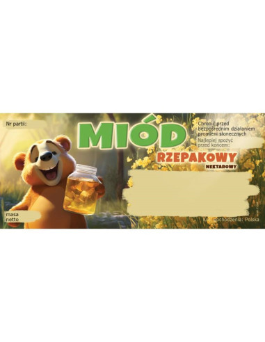 ETYKIETY NA MI&Oacute;D RZEPAKOWY 116x50 &ndash; 100 SZT.