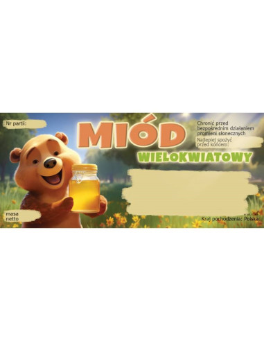 ETYKIETY NA MI&Oacute;D WIELOKWIATOWY 116x50 &ndash; 100 SZT.