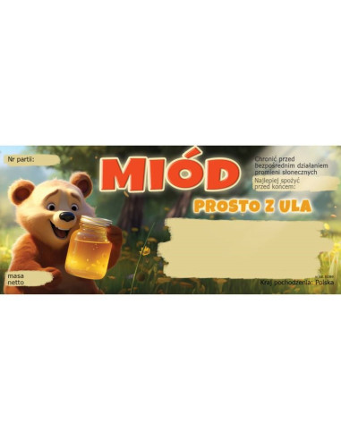 ETYKIETY NA MI&Oacute;D PROSTO Z ULA 116x50 &ndash; 100 SZT.