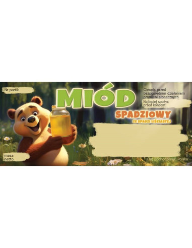 ETYKIETY NA MI&Oacute;D ZE SPADZI LIŚCIASTEJ 116x50 &ndash;...