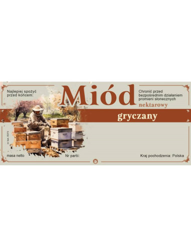 ETYKIETY NA MI&Oacute;D GRYCZANY 116x50 &ndash; 100 SZT.