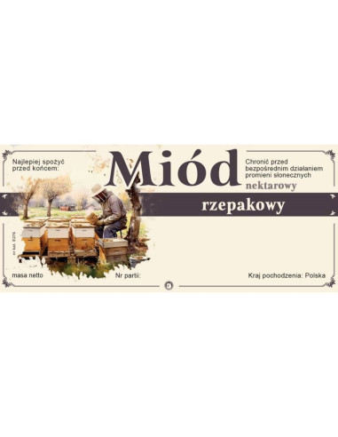 ETYKIETY NA MI&Oacute;D RZEPAKOWY 116x50 &ndash; 100 SZT.