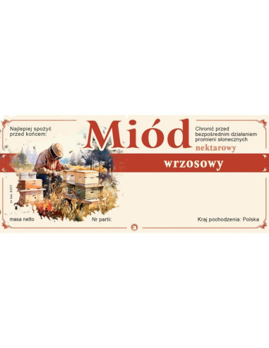 ETYKIETY NA MI&Oacute;D WRZOSOWY 116x50 &ndash; 100 SZT.