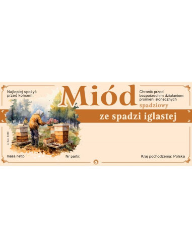 ETYKIETY NA MI&Oacute;D ZE SPADZI IGLASTEJ 116x50 &ndash;...