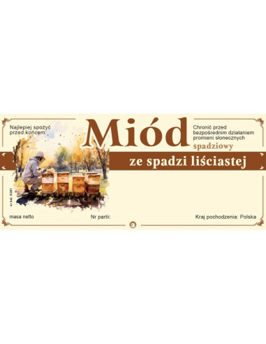 ETYKIETY NA MI&Oacute;D ZE SPADZI LIŚCIASTEJ 116x50 &ndash;...