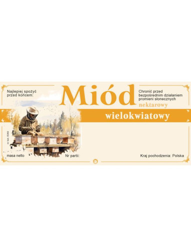 ETYKIETY NA MI&Oacute;D WIELOKWIATOWY 116x50 &ndash; 100 SZT.