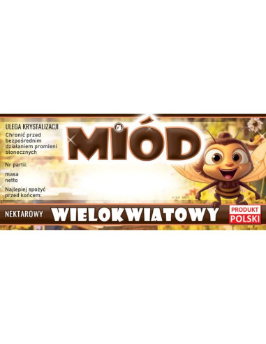 ETYKIETY NA MI&Oacute;D WIELOKWIATOWY 116x50 &ndash; 100 SZT.