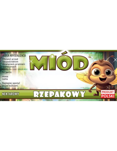 ETYKIETY NA MI&Oacute;D RZEPAKOWY 116x50 &ndash; 100 SZT.