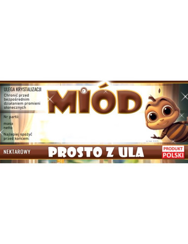 ETYKIETY NA MI&Oacute;D PROSTO Z ULA 116x50 &ndash; 100 SZT.