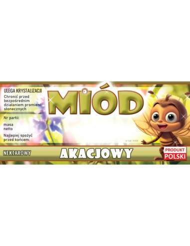 ETYKIETY NA MI&Oacute;D AKACJOWY 116x50 &ndash; 100 SZT.