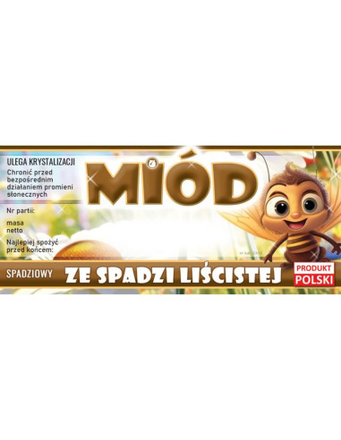 ETYKIETY NA MI&Oacute;D ZE SPADZI LIŚCIASTEJ 116x50 &ndash;...