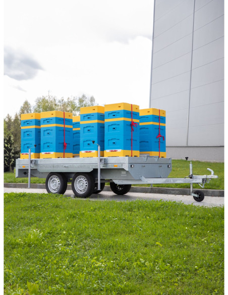 PRZYCZEPA DO TRANSPORTU ULI Z BURTAMI I WAGĄ PASIECZNĄ PLATFORMOWĄ
