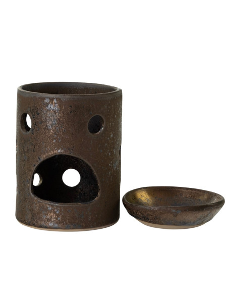 KOMINEK CERAMICZNY DO WOSKU ZAPACHOWEGO - ZŁOTO-SZARY