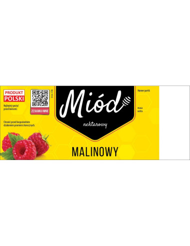 ETYKIETY NA MI&Oacute;D MALINOWY 154X60 (DUŻE) &ndash; 100 SZT.