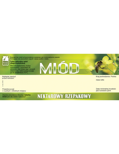 ETYKIETY NA MI&Oacute;D NEKTAROWY RZEPAKOWY 154X60 (DUŻE) &ndash; 100 SZT.