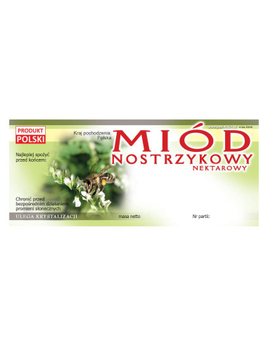 ETYKIETY NA MI&Oacute;D NOSTRZYKOWY 116x50 &ndash; 100 SZT.