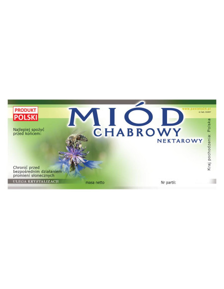 ETYKIETY NA MI&Oacute;D CHRABOWY 116x50 &ndash; 100 SZT.