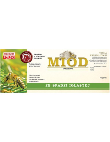 ETYKIETY NA MI&Oacute;D ZE SPADZI IGLASTEJ 154X60...