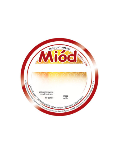 ETYKIETY NA MI&Oacute;D OKRĄGŁE 9CM &ndash; 100 SZT.