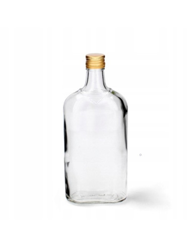 szklana butelka, płaska piersi&oacute;wka z zakrętką o pojemności 500 ml
