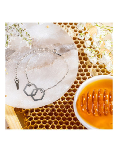 Bransoletka Hexagon - Srebro Rodowane