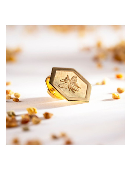 Wpinka Pszczoła na Heksagonie - Srebro Złocone