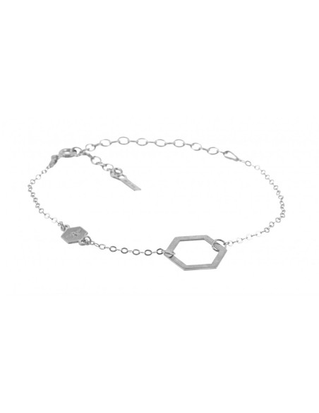 Bransoletka Hexagon - Srebro Rodowane