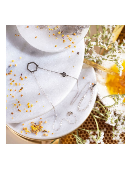 Naszyjnik Heksagony - Srebro Rodowane