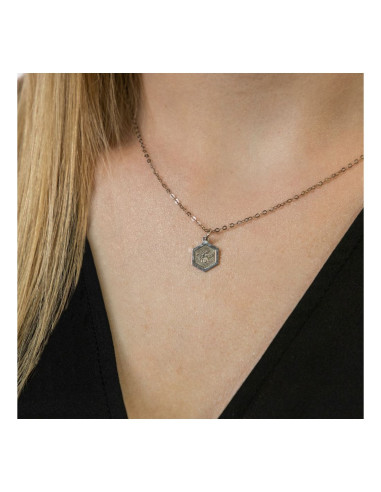 Naszyjnik z Zawieszką Pszczoła na Heksagonie -...