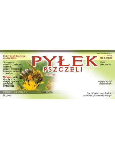 ETYKIETY NA PYŁEK PSZCZELI &ndash; 50 SZT.