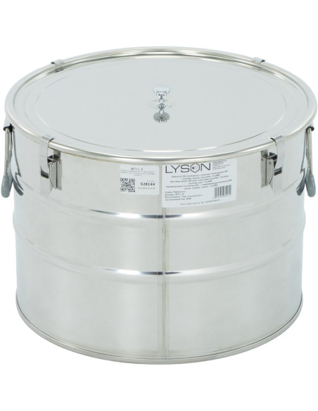 Odstojnik nierdzewny 30 L / ~40 kg, zaw&oacute;r nierdzewny 6/4", uchwyty, klamry, uszczelka &ndash; CLASSIC LINE