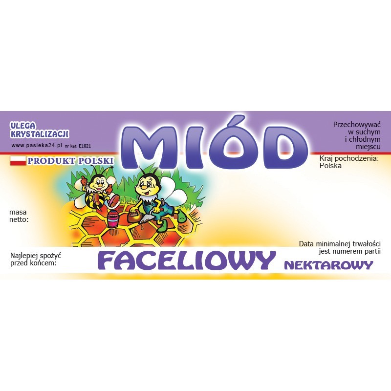 ETYKIETY NA MI&Oacute;D FACELIOWY 116X50 &ndash; 100 SZT.