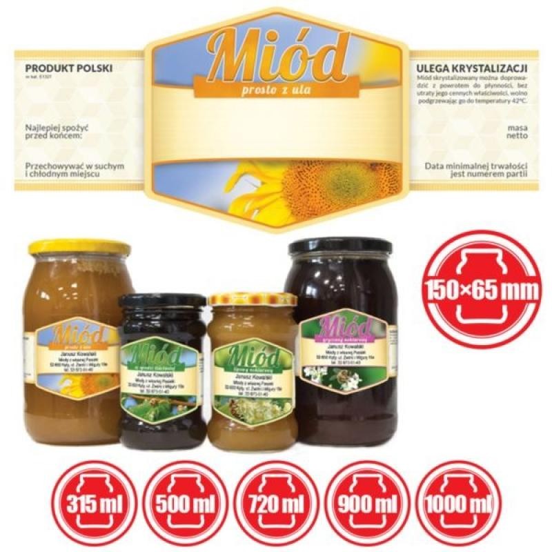 ETYKIETY NA MI&Oacute;D PROSTO Z ULA 150X65 &ndash; 100 SZT.