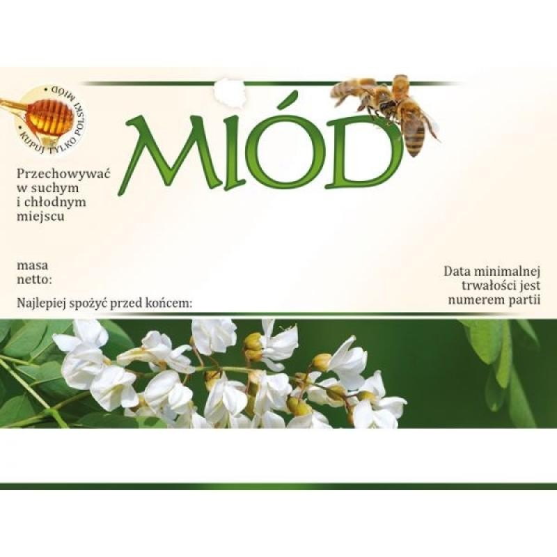 ETYKIETY NA MI&Oacute;D AKACJOWY 100X76 &ndash; 100 SZT.